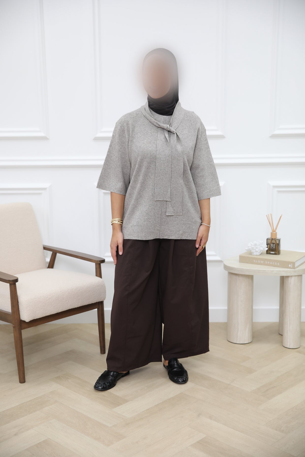 WOLLEN TOP BELT GREY