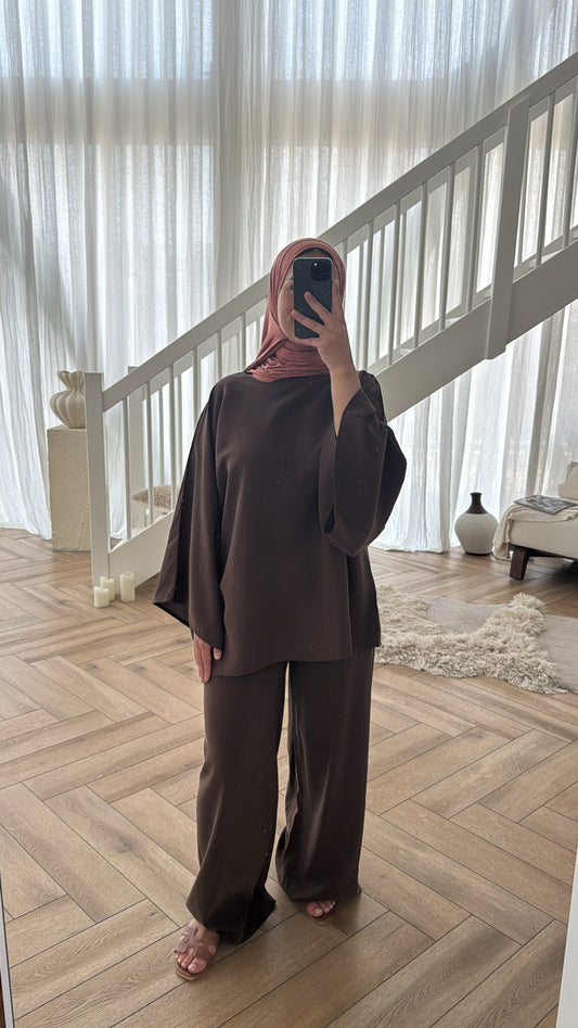 BROEKSET DARKBROWN