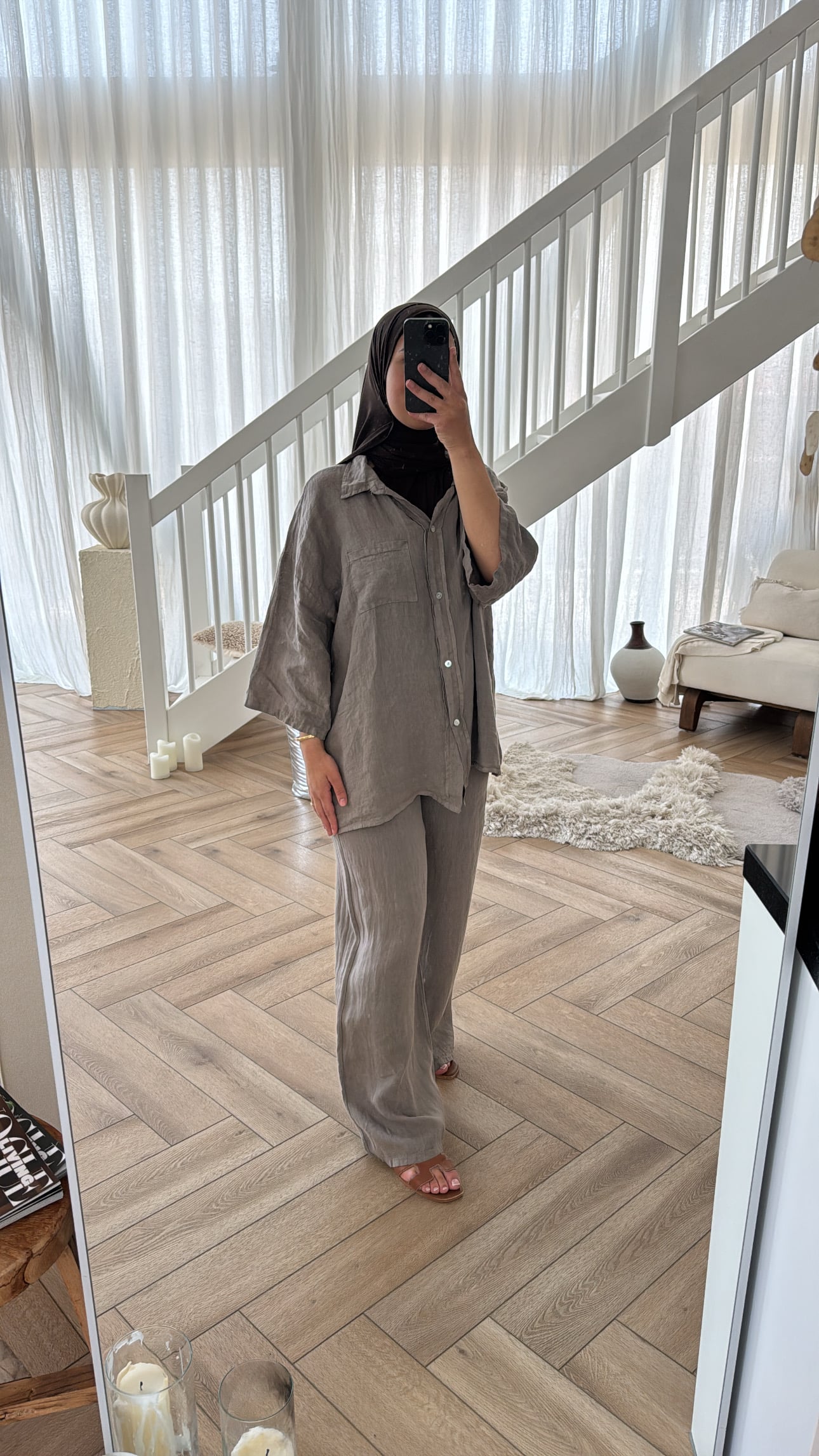 LINEN SET TAUPE
