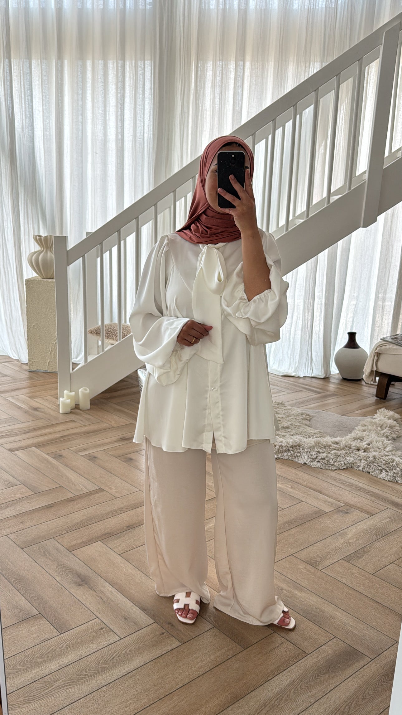 SATIN STRIK BLOUSE WHITE
