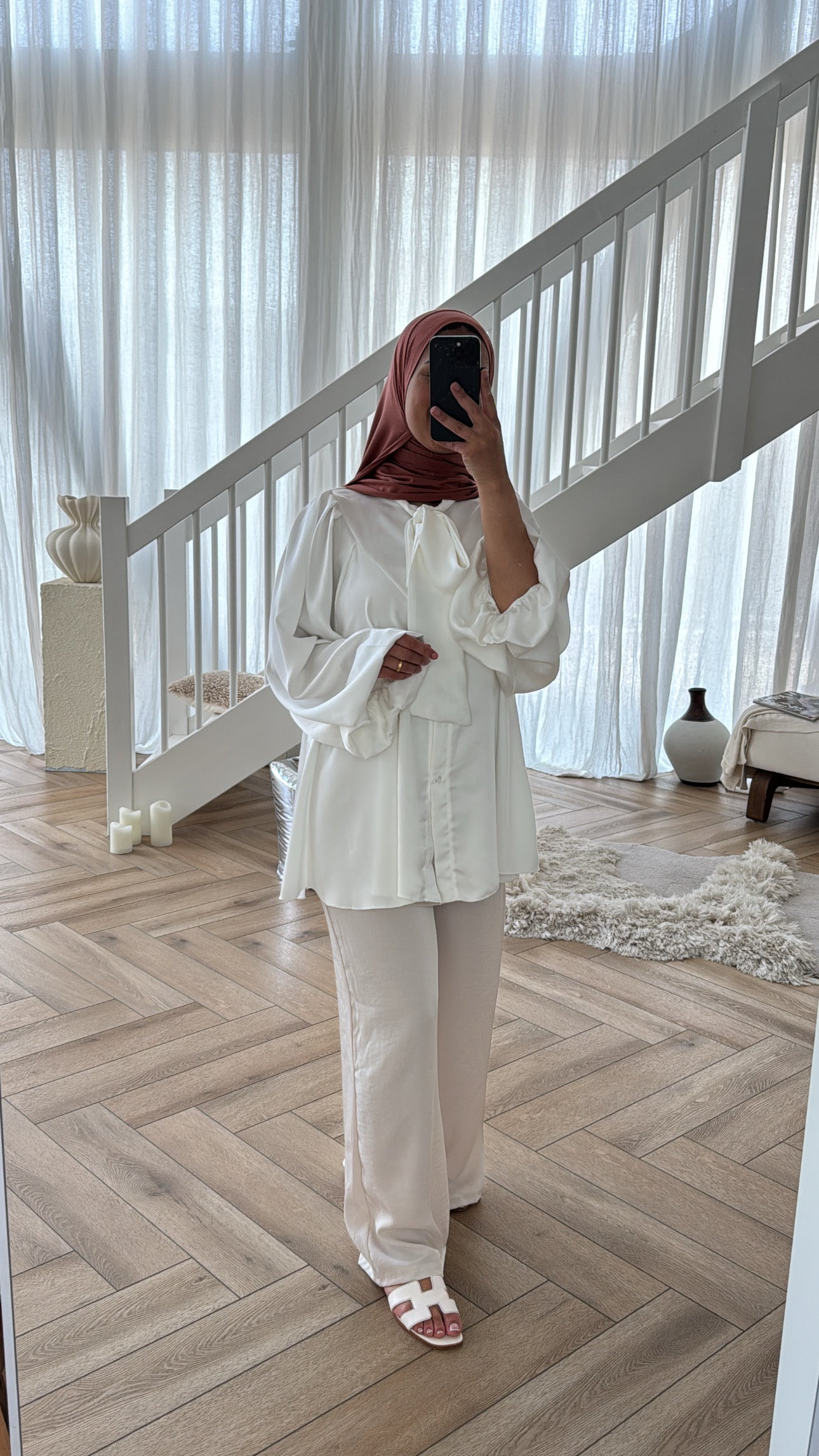 SATIN STRIK BLOUSE WHITE