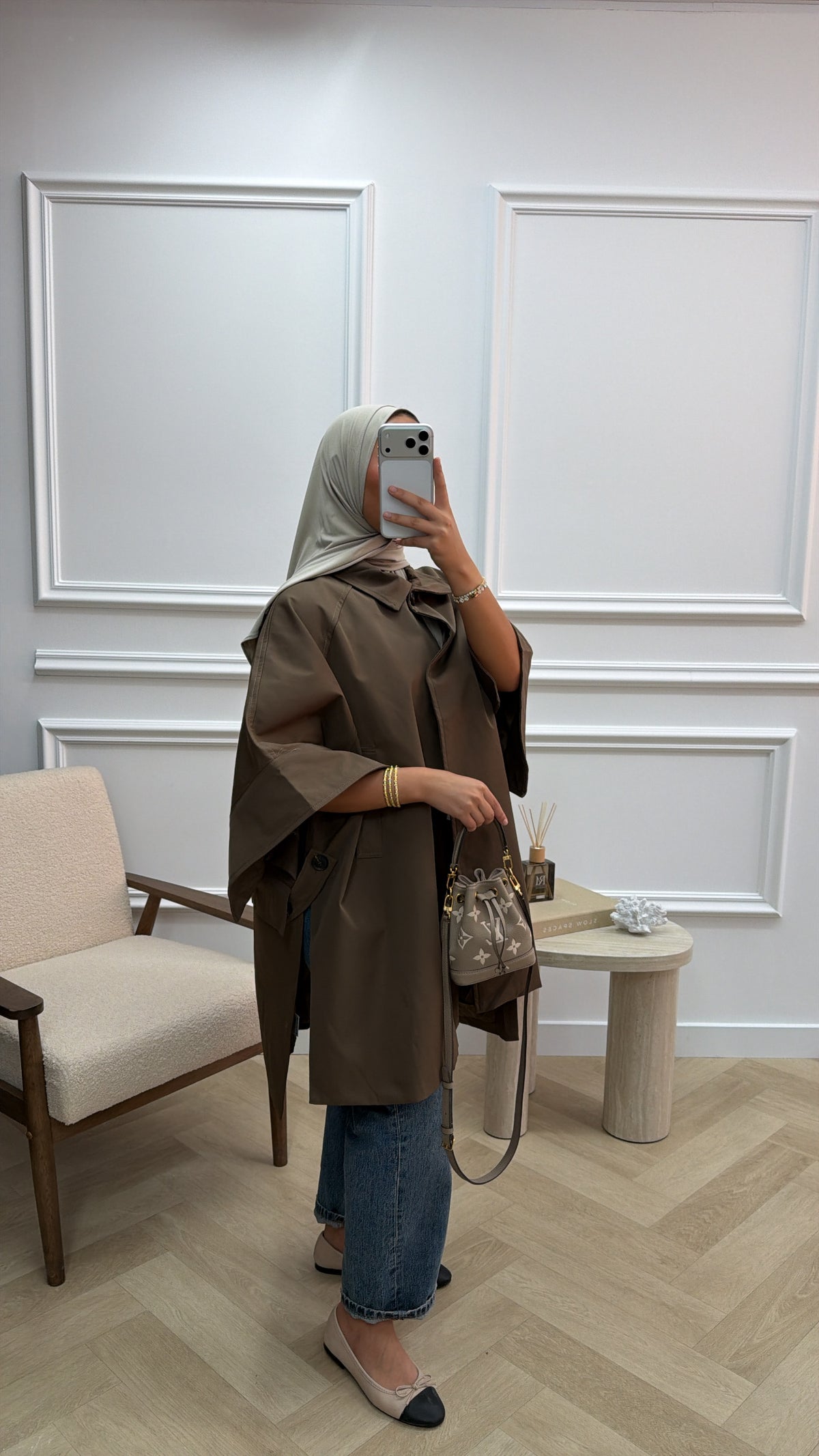 PREMIUM TRENCH CAPE TAUPEBROWN