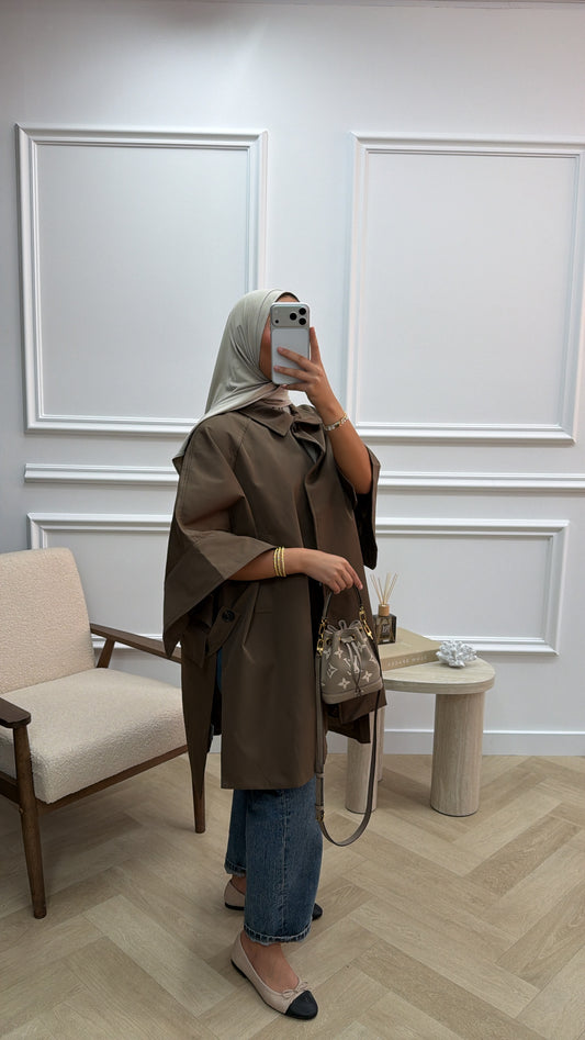 PREMIUM TRENCH CAPE TAUPEBROWN
