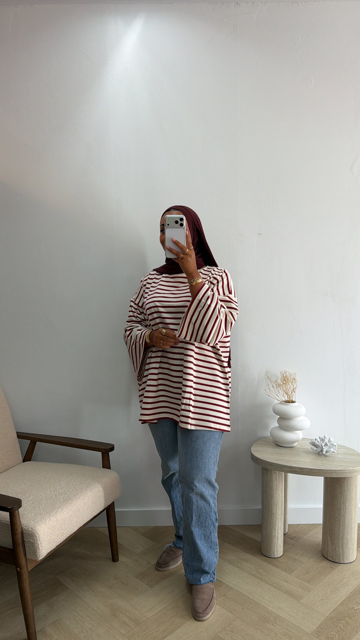 COTTON TOP STRIPE BORDEAUX