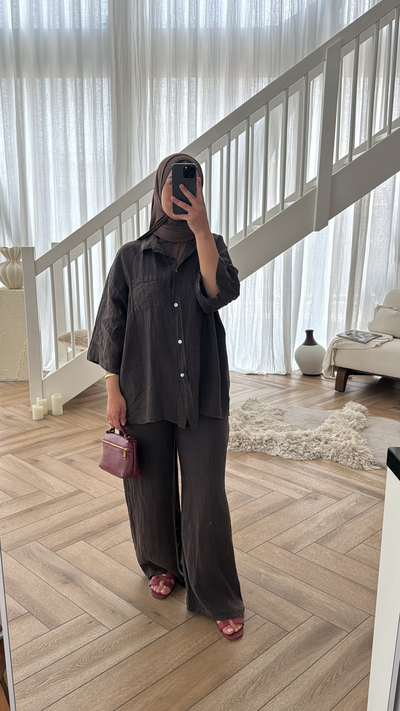 LINEN SET DARKBROWN