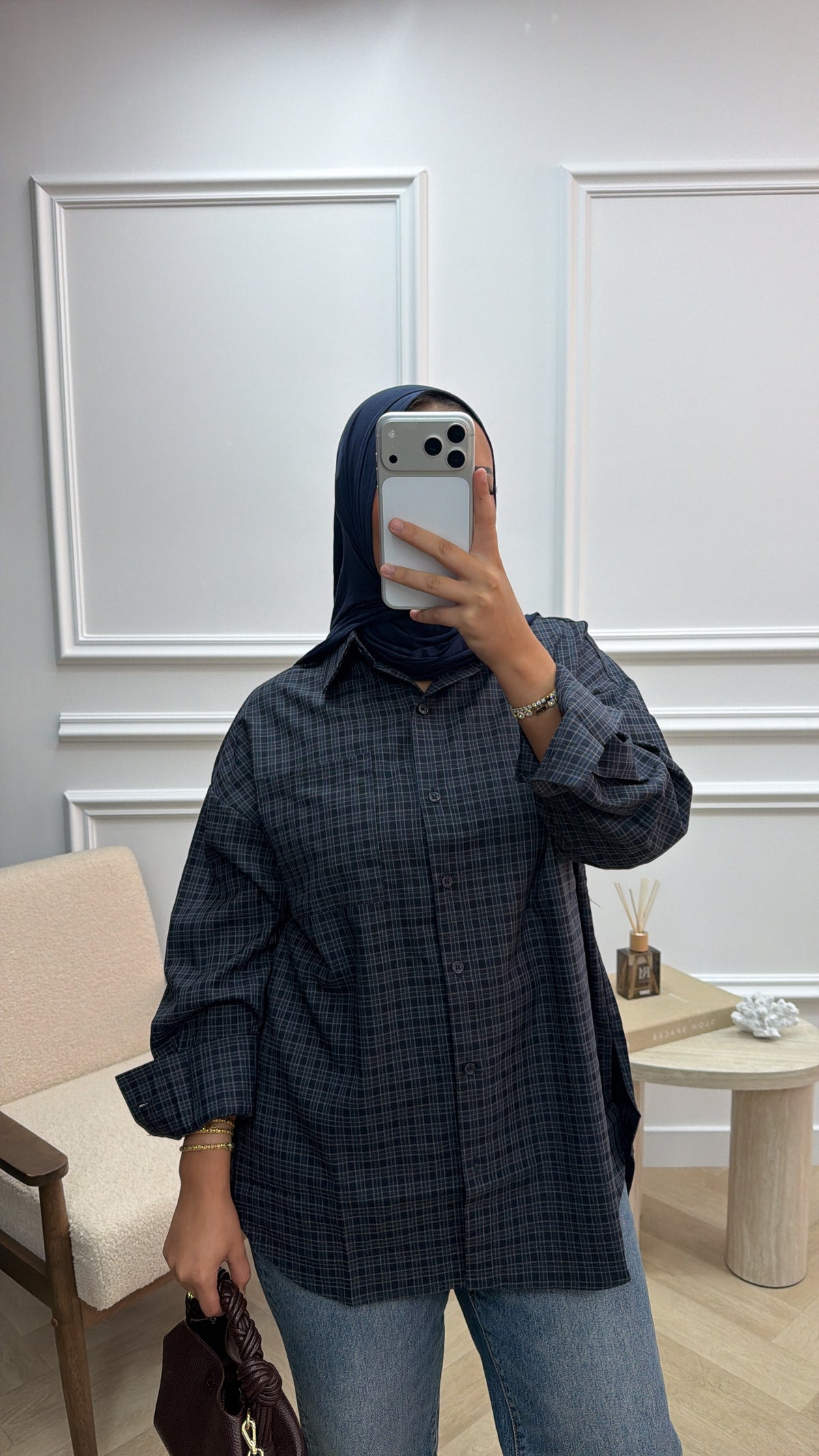 PRINT BLOUSE NAVY