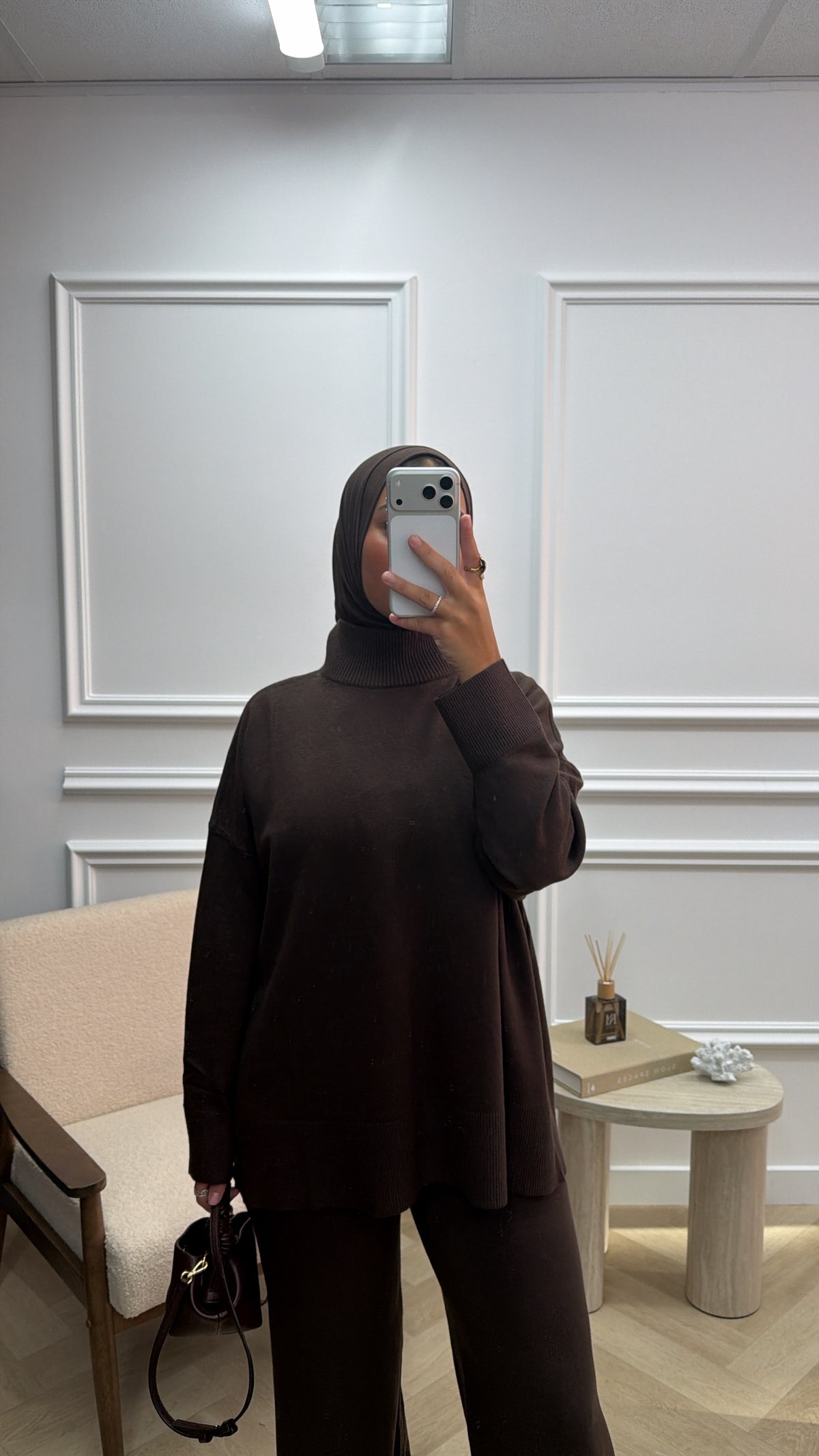 TWINSET MET KOL DARKBROWN