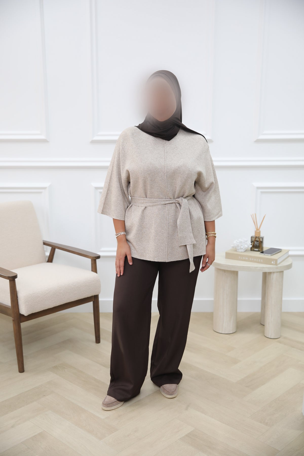 WOLLEN TOP BELT TAUPE