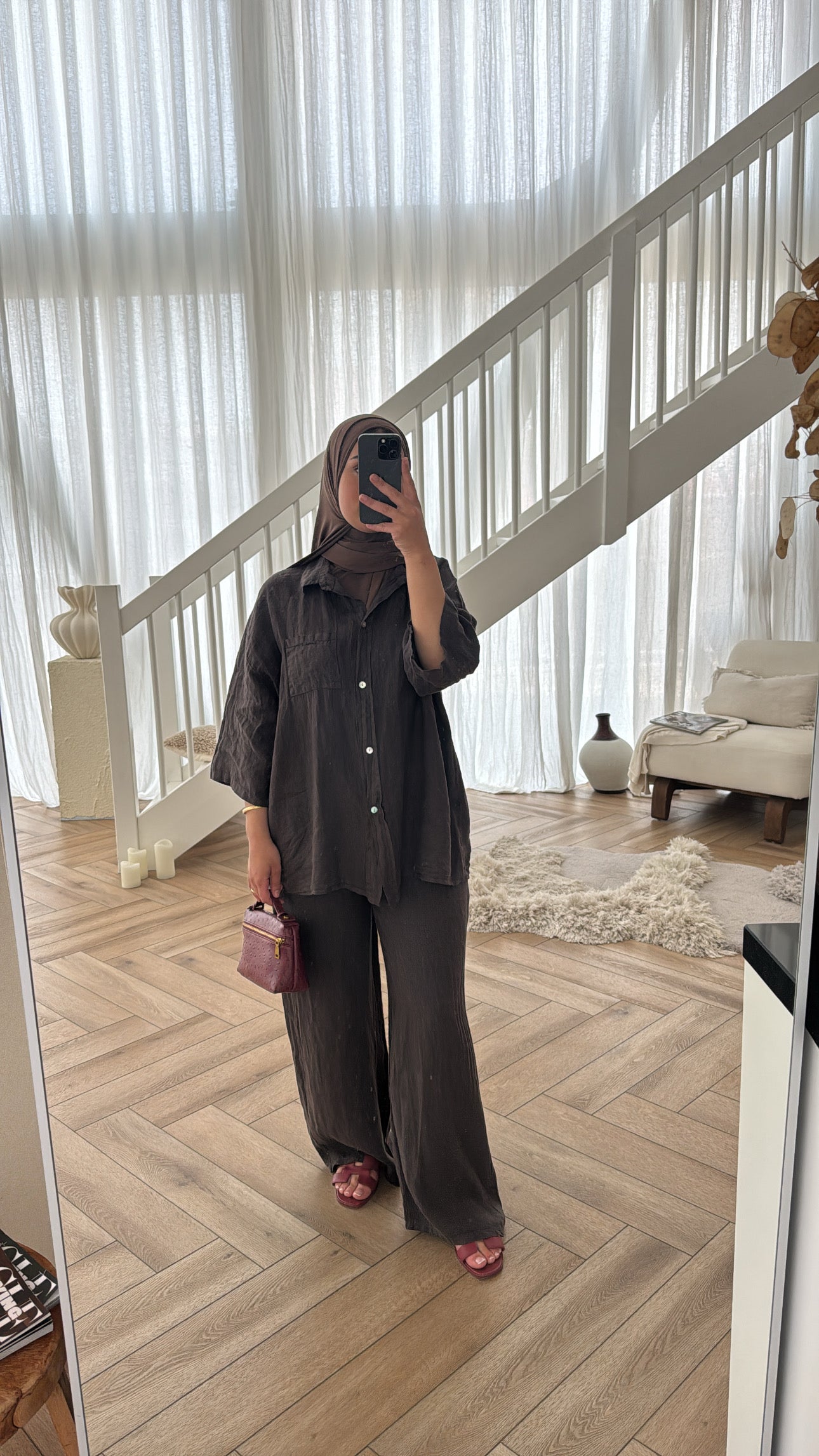 LINEN SET DARKBROWN