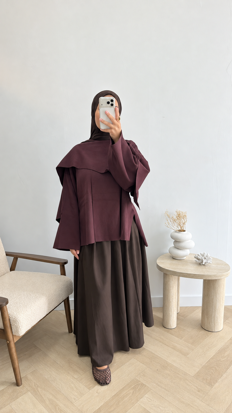 WOLLEN CAPE BORDEAUX