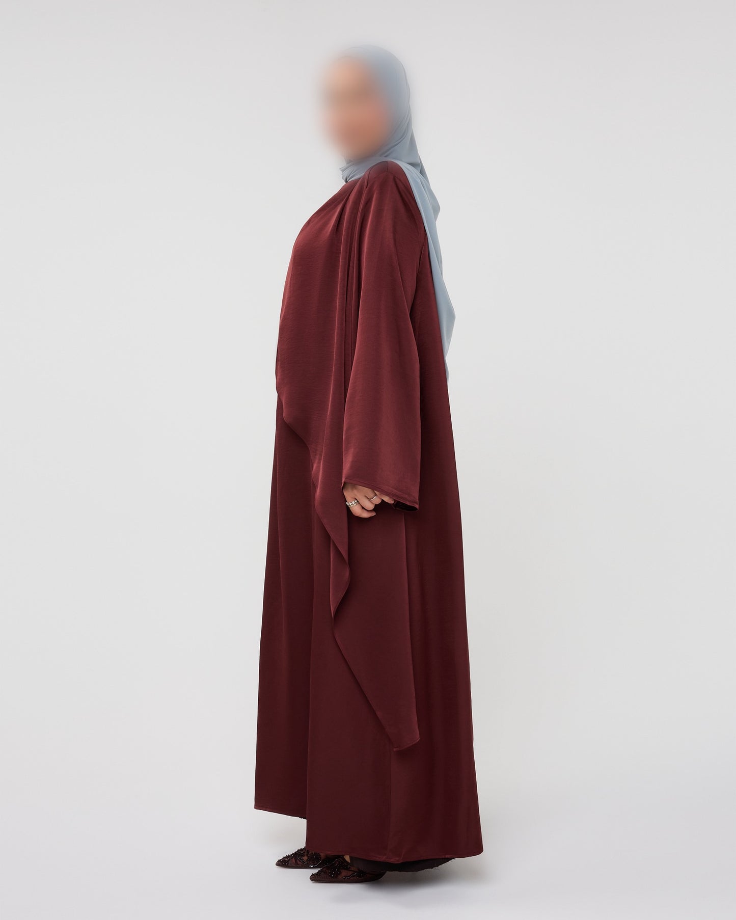 SATIN CAPE DRESS CHERRY