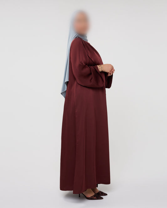 SATIN CAPE DRESS CHERRY