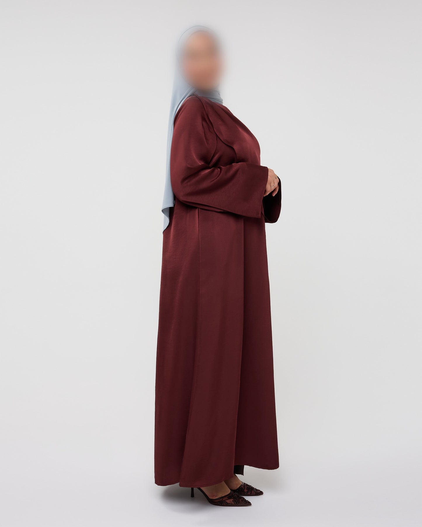 SATIN CAPE DRESS CHERRY