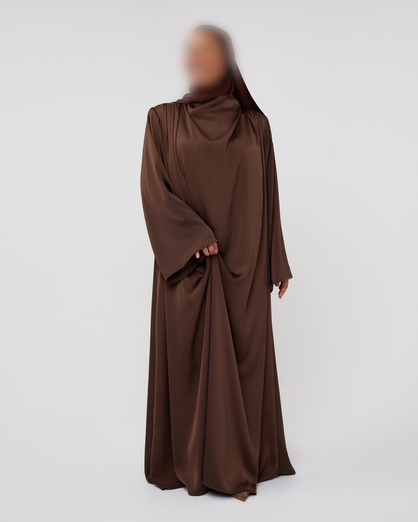 SILKY DRESS DARKBROWN