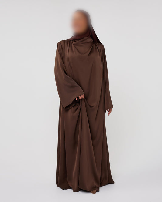 SILKY DRESS DARKBROWN