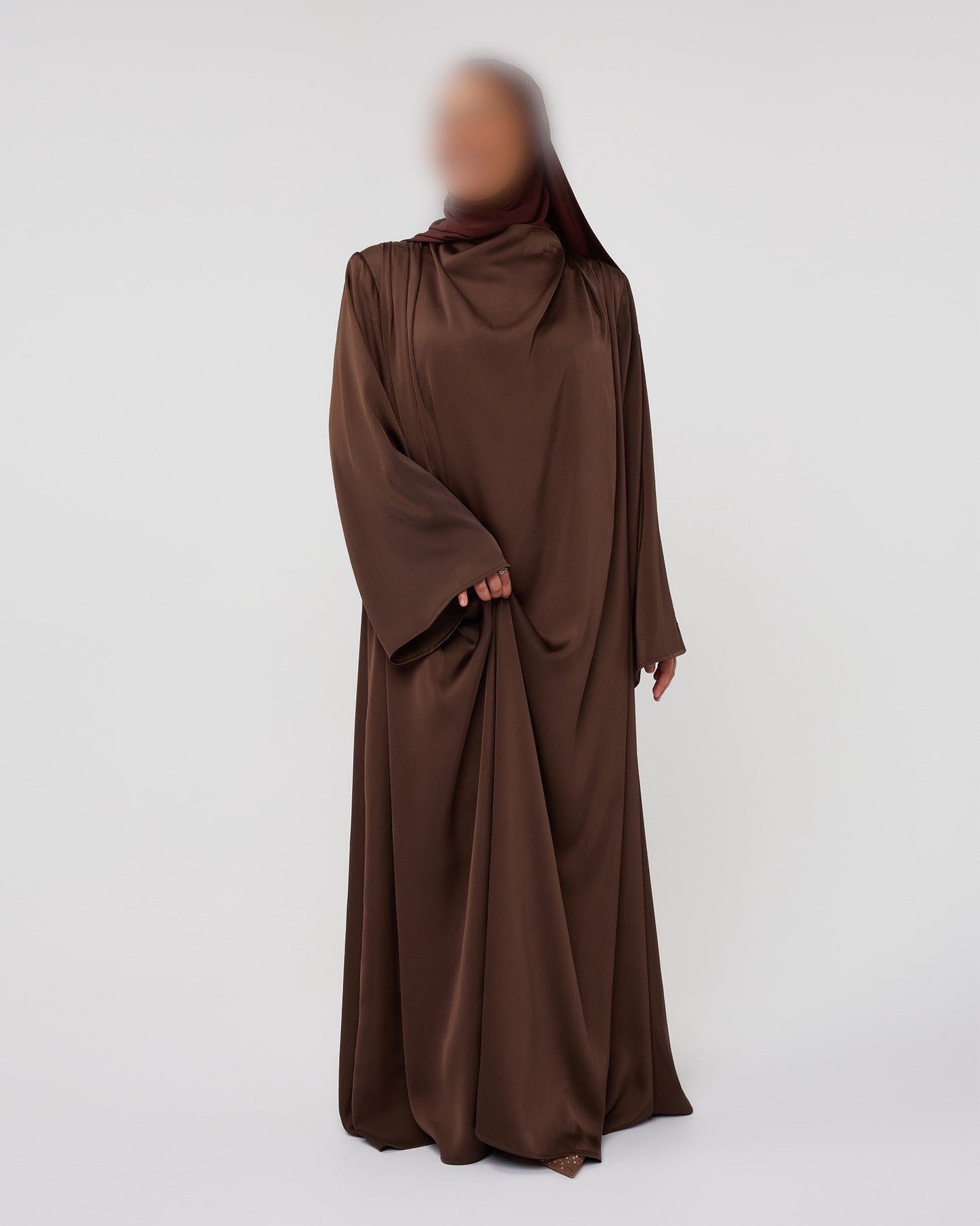 SILKY DRESS DARKBROWN
