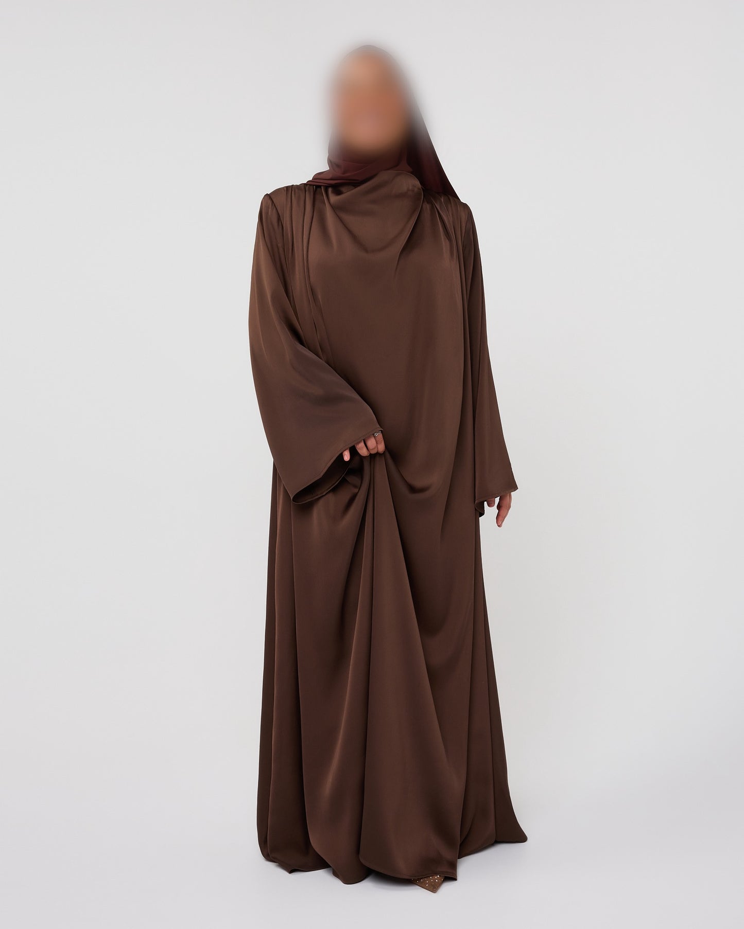 SILKY DRESS DARKBROWN