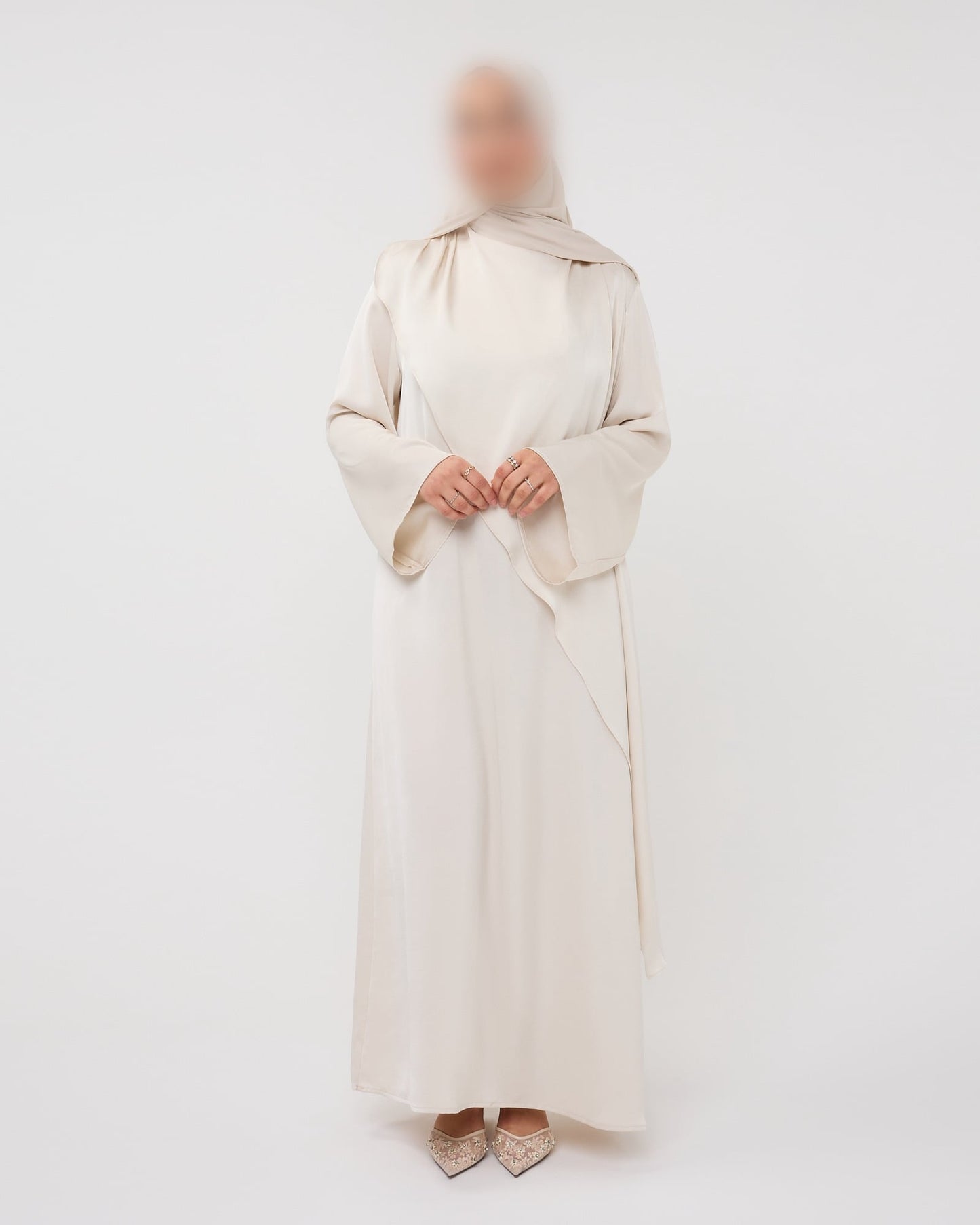 SATIN CAPE DRESS CREAM