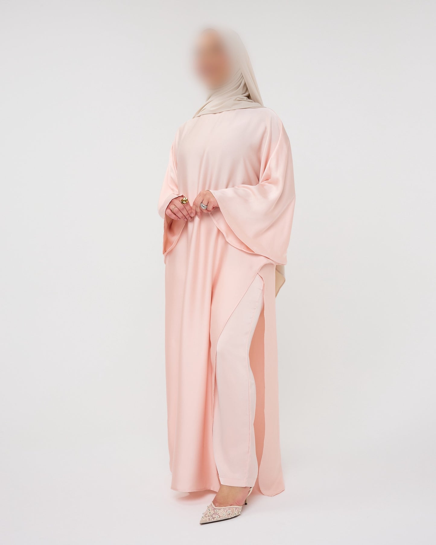 KAFTAN DRESS WITH PANTS PINK
