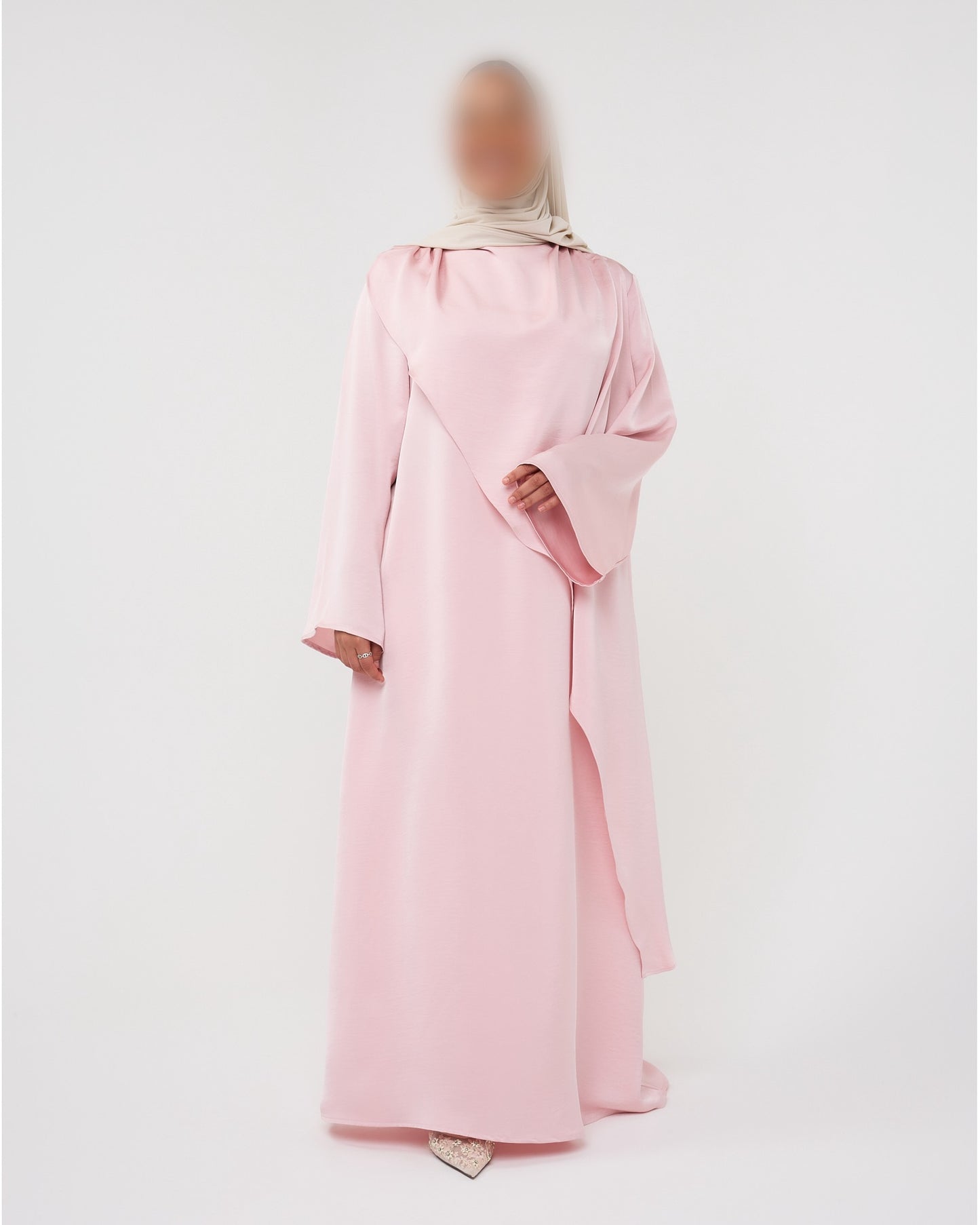 SATIN CAPE DRESS PINK