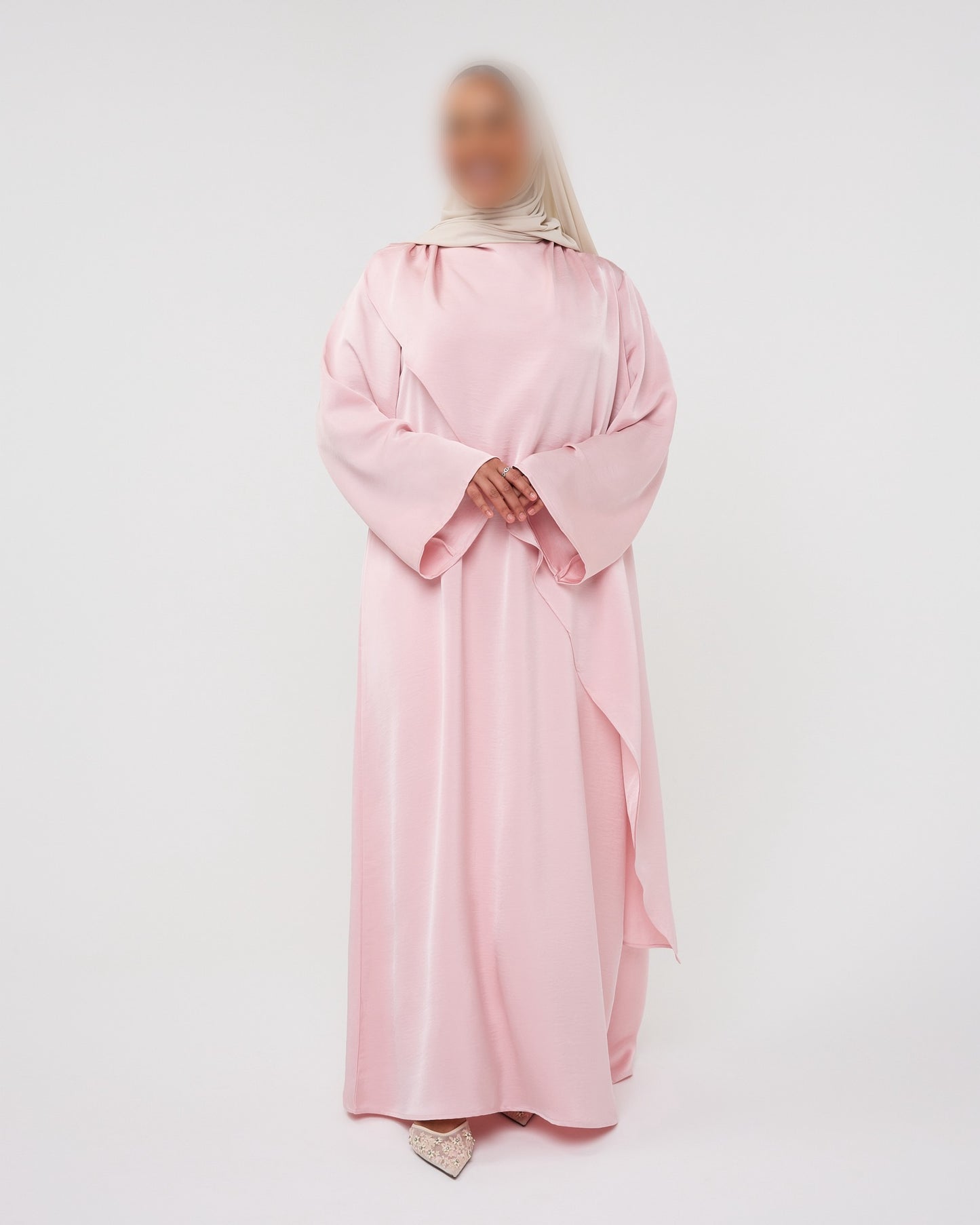 SATIN CAPE DRESS PINK