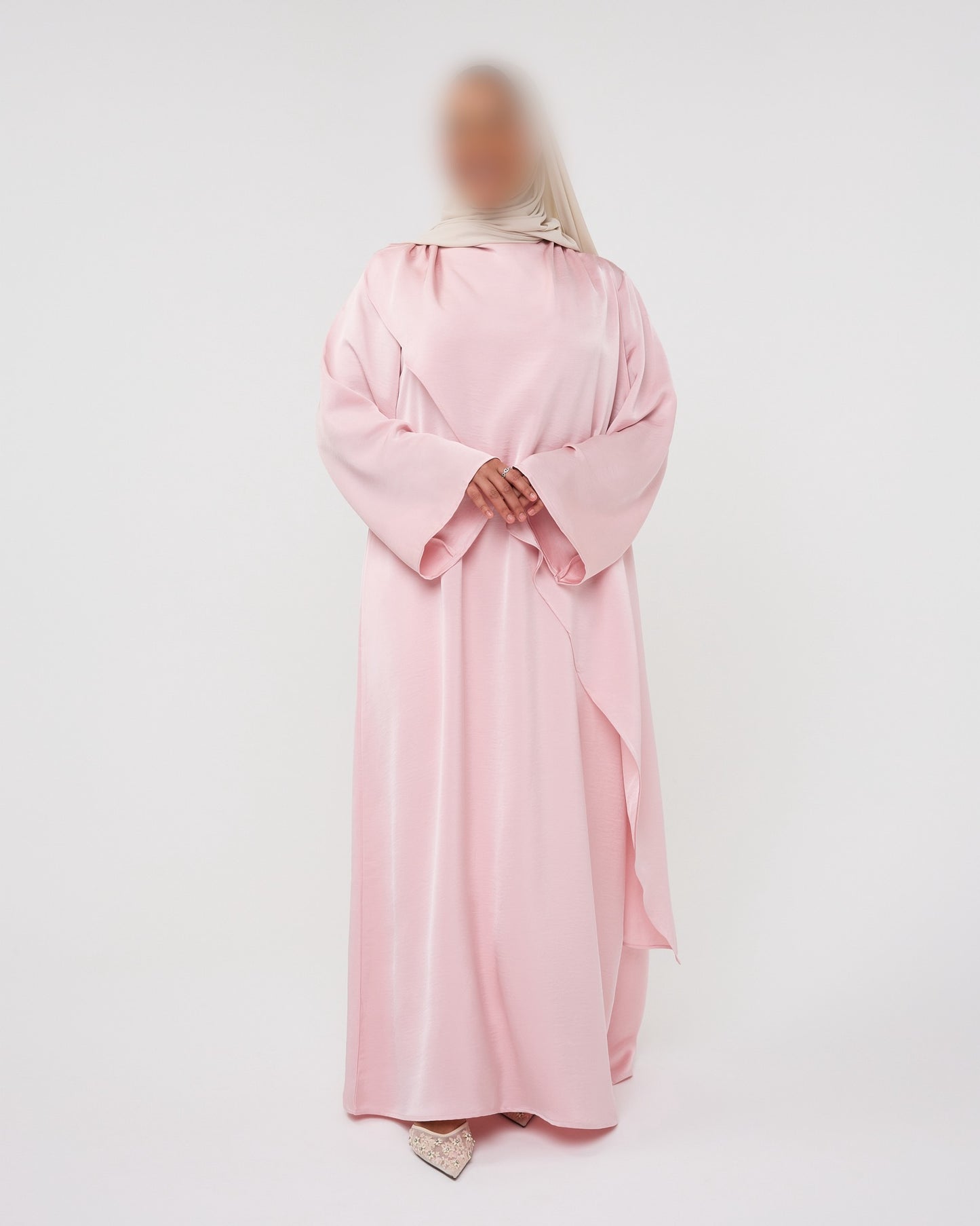 SATIN CAPE DRESS PINK