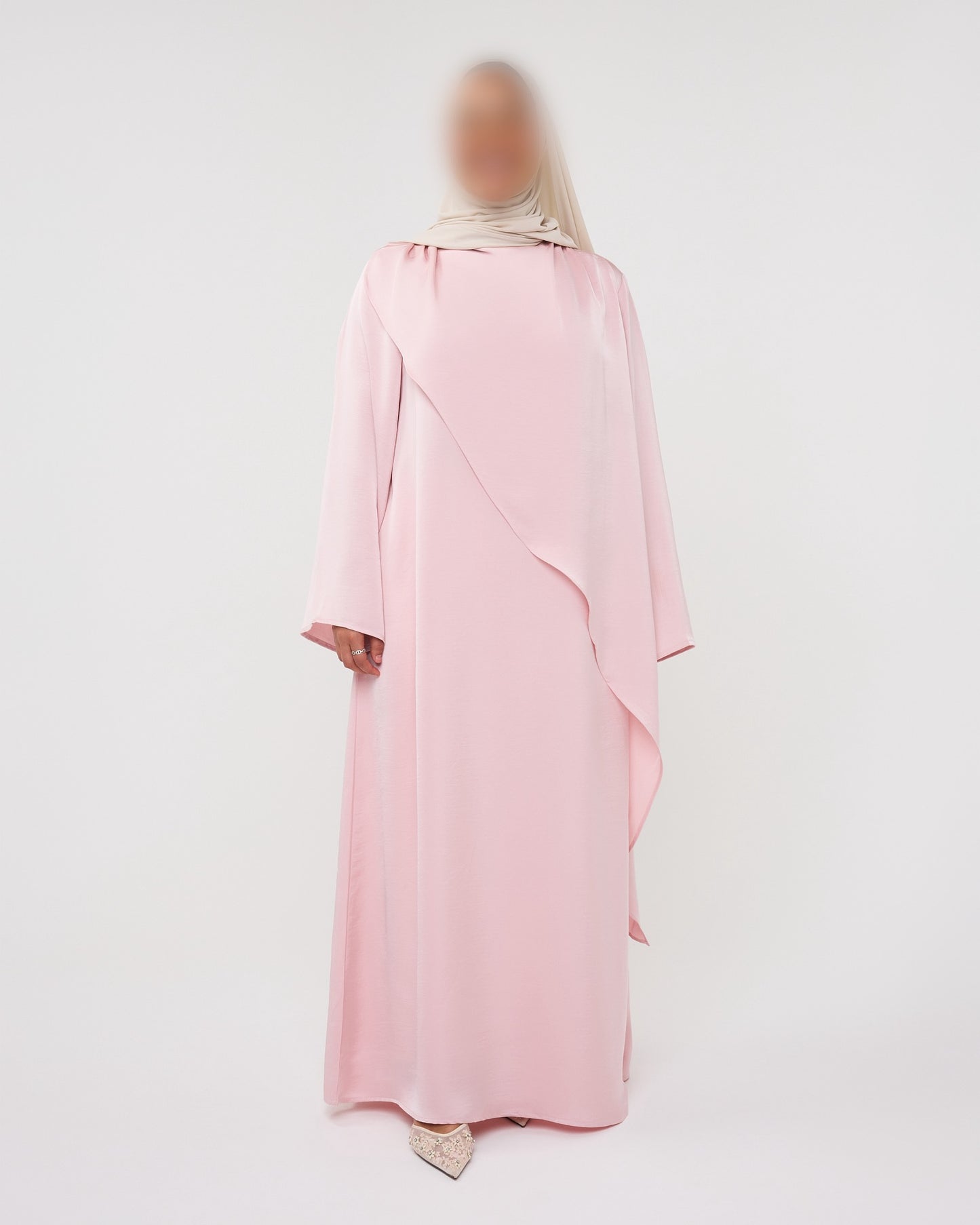 SATIN CAPE DRESS PINK