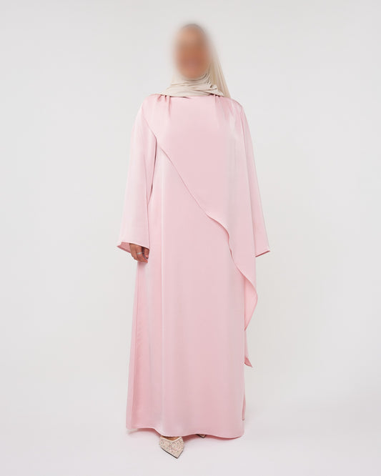 SATIN CAPE DRESS PINK