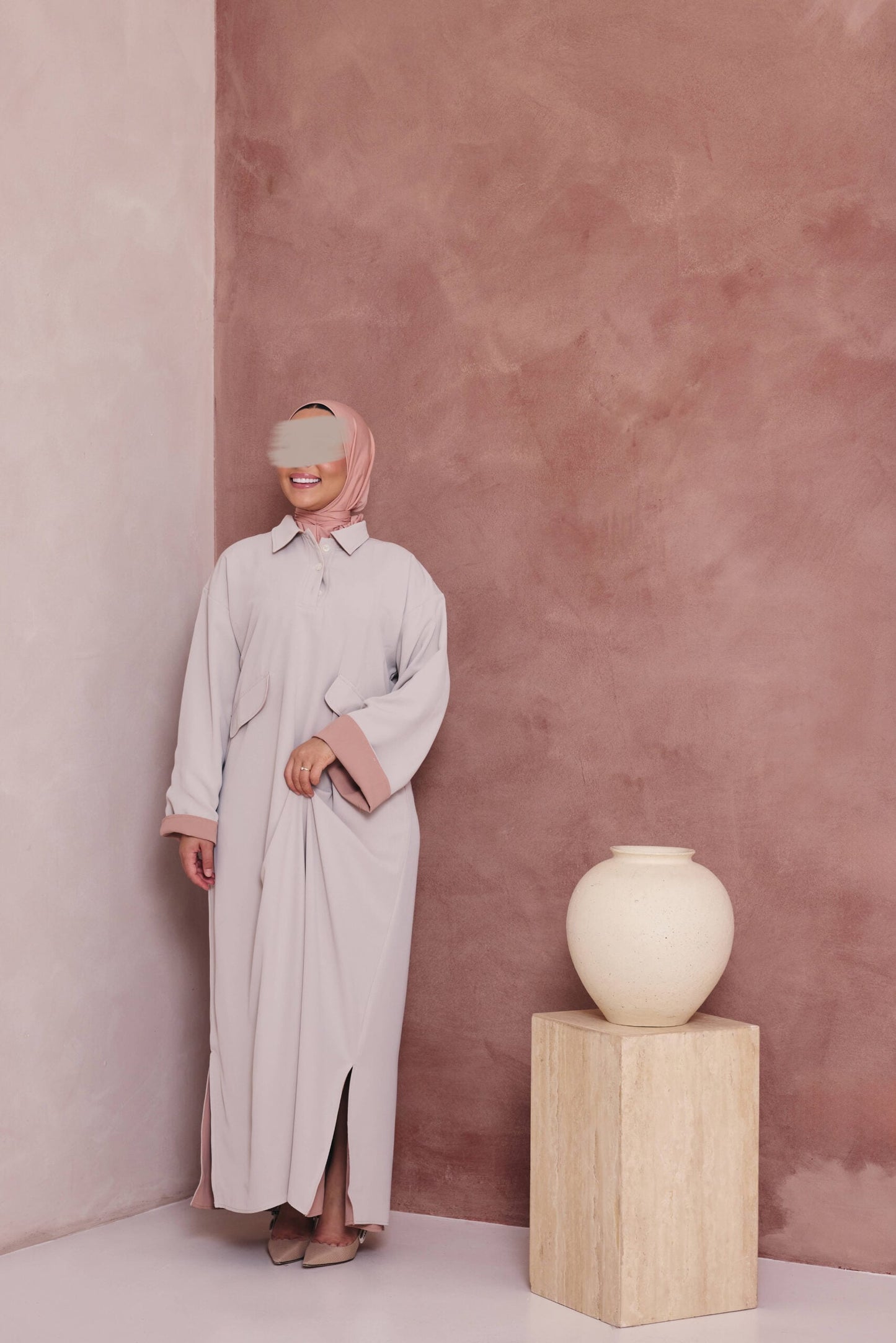DOUBLE LINED DRESS PEACH