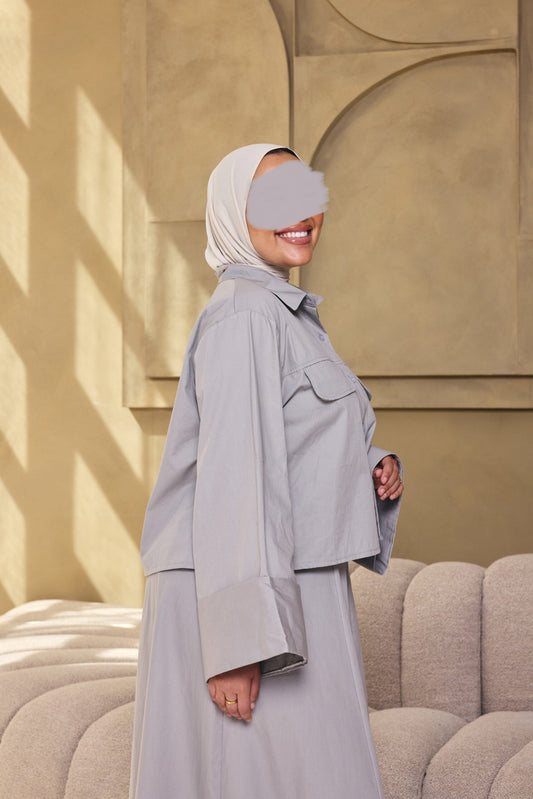 COTTON SKIRT SET TAUPEGREY