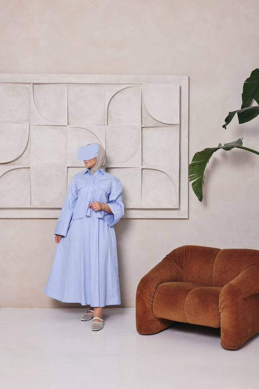 COTTON SKIRT SET LIGHTBLUE