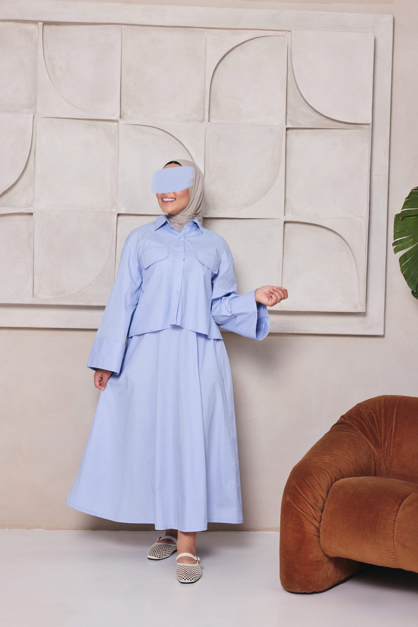 COTTON SKIRT SET LIGHTBLUE
