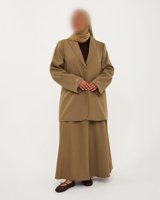 BLAZER SKIRT SET OLIVE