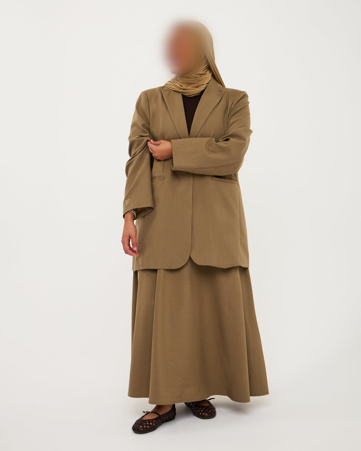 BLAZER SKIRT SET OLIVE
