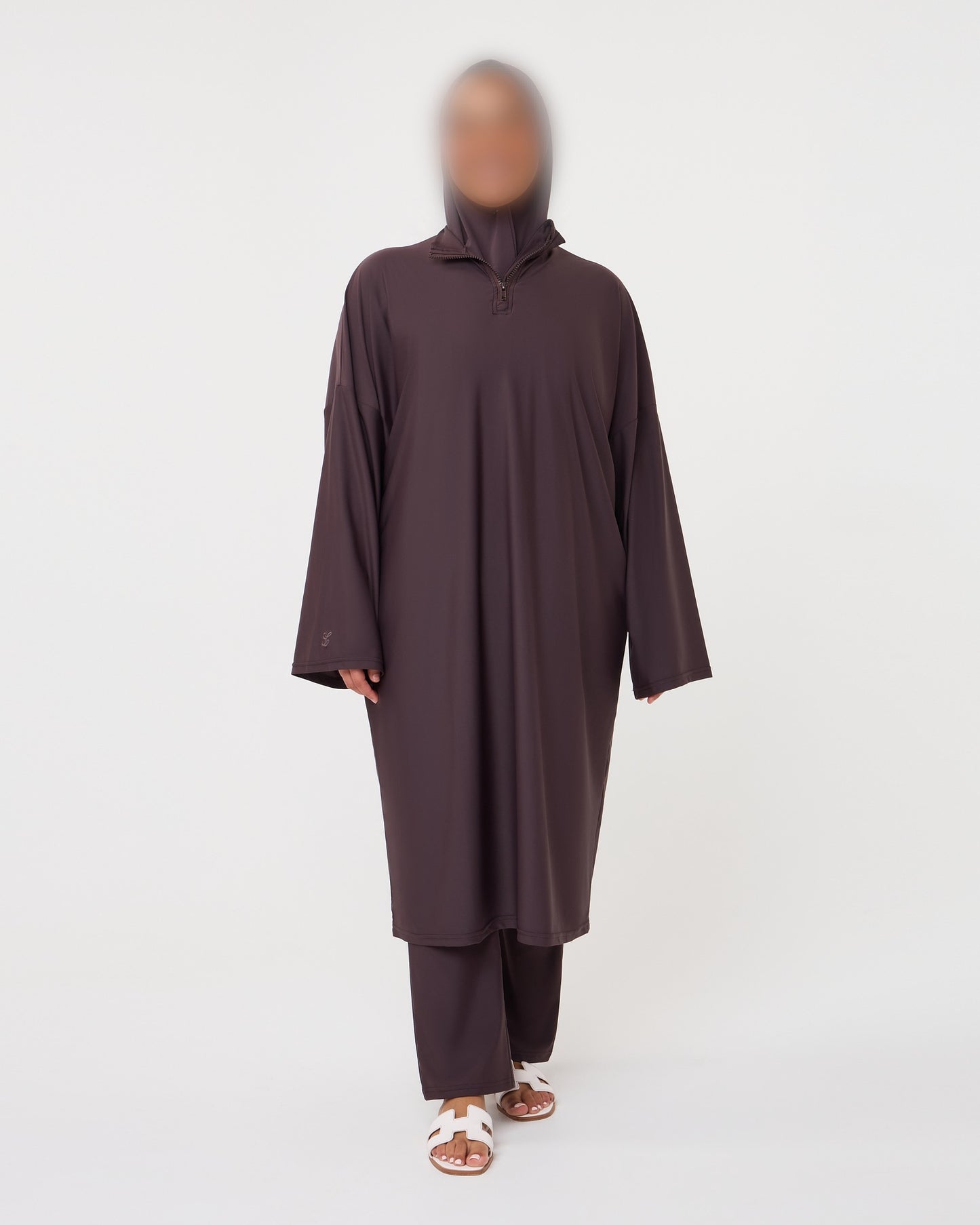 OVERSIZED MIDI BURKINI PURPLEBROWN