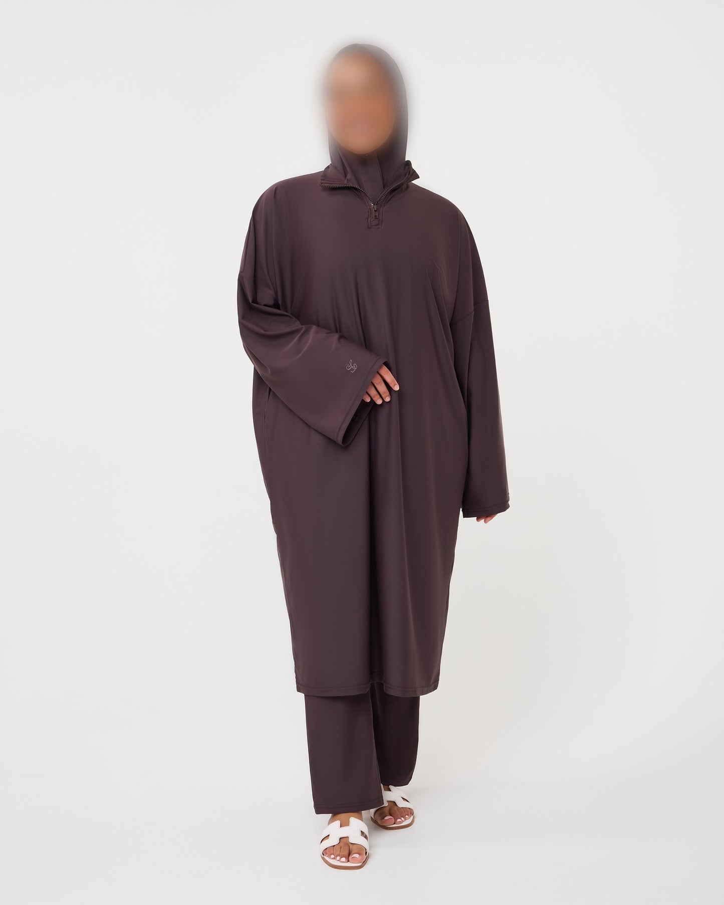 OVERSIZED MIDI BURKINI PURPLEBROWN