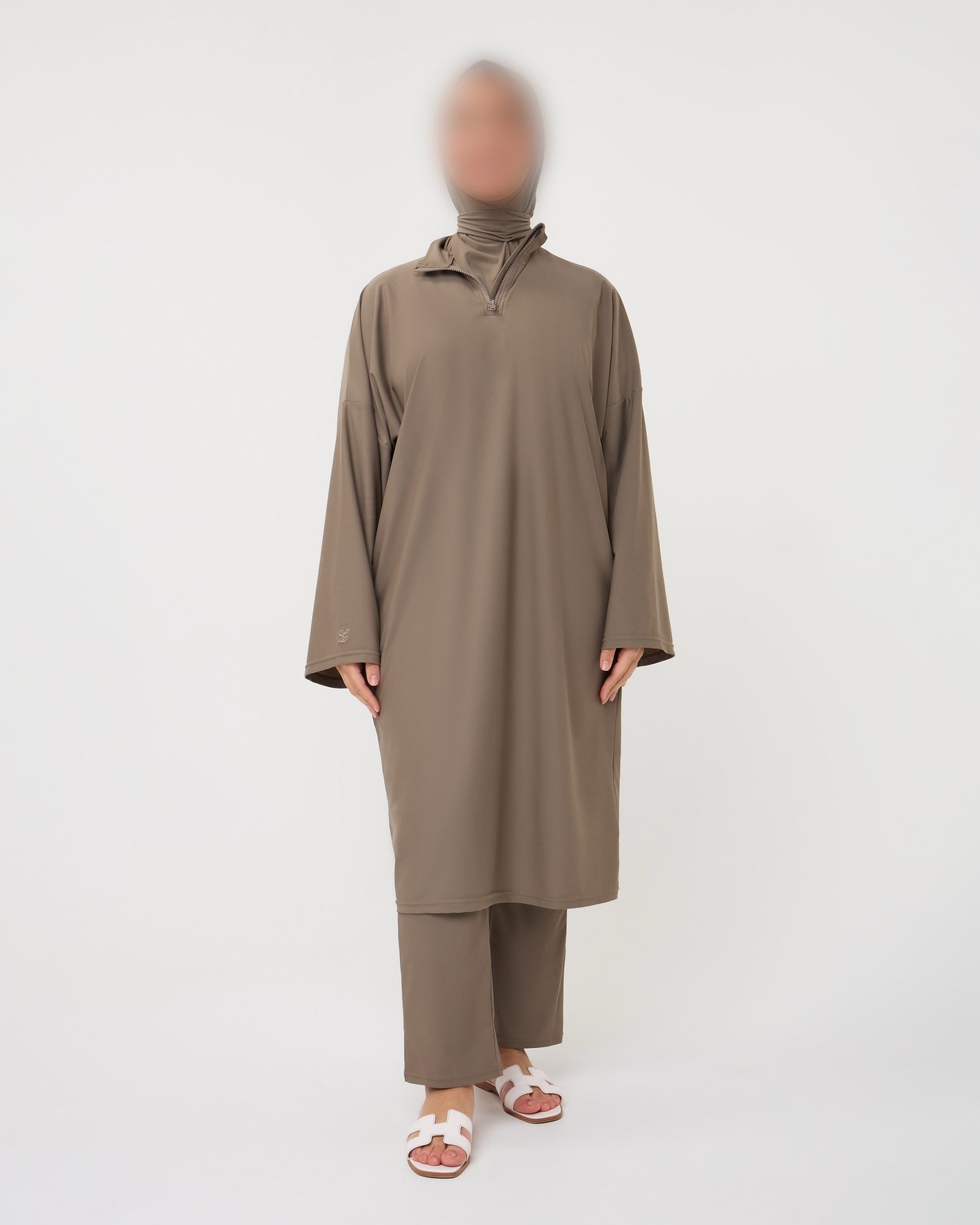 OVERSIZED MIDI BURKINI TAUPE