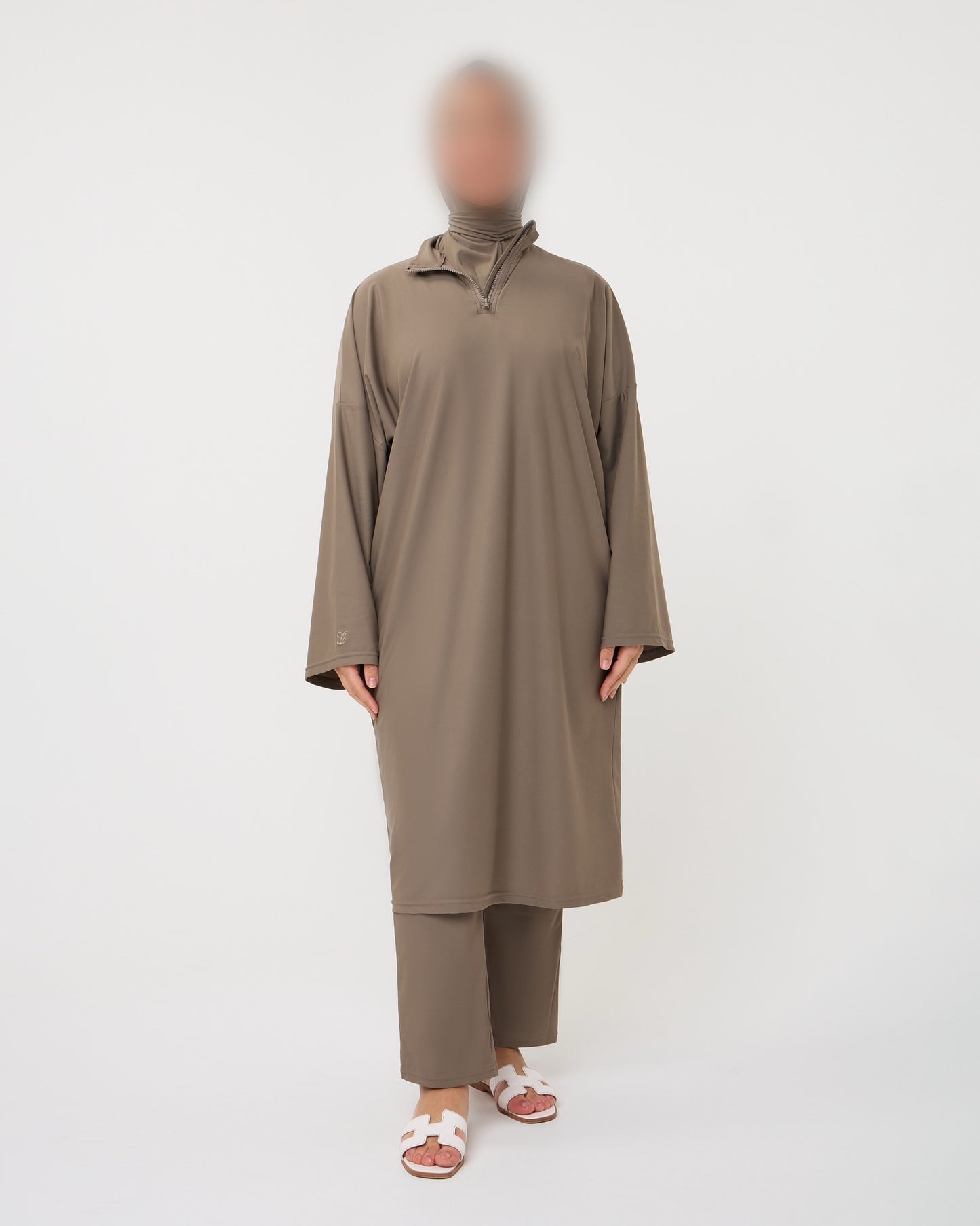 OVERSIZED MIDI BURKINI TAUPE