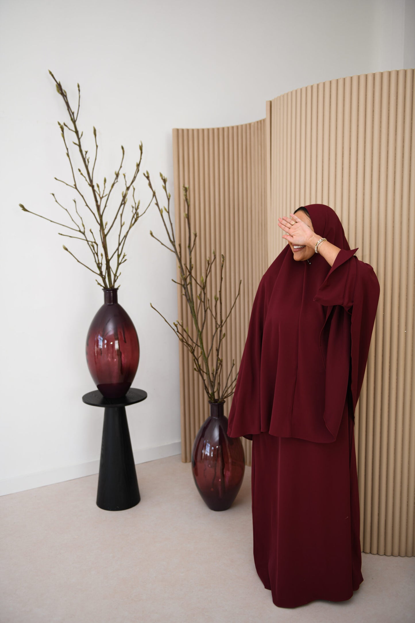 ABAYA SLEEVE SPLIT BURGUNDY