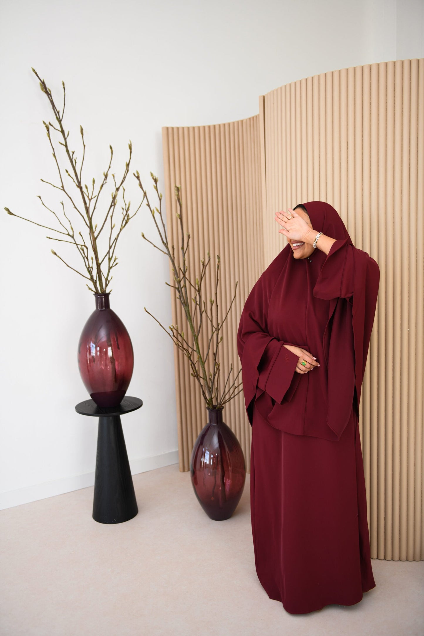 ABAYA SLEEVE SPLIT BURGUNDY