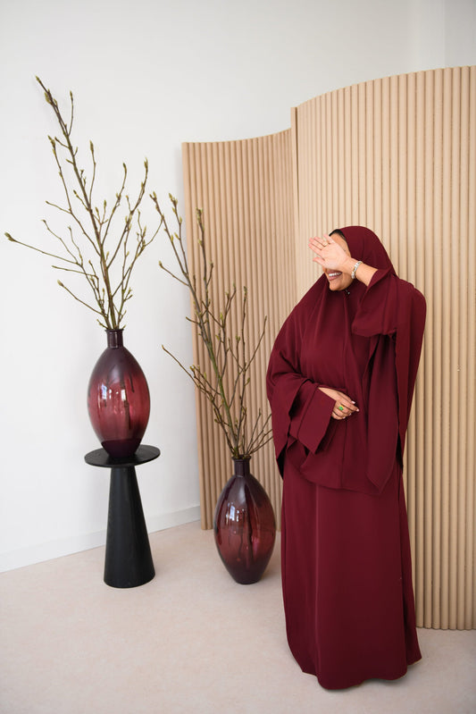 ABAYA SLEEVE SPLIT BURGUNDY
