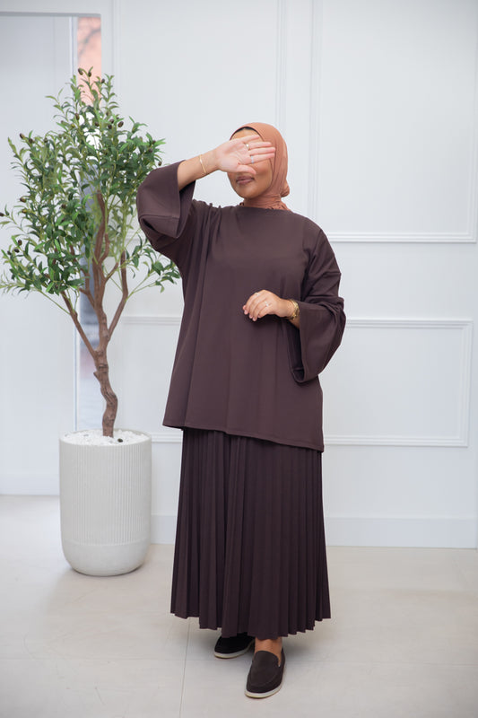 OVERSIZED COTTON TOP BROWN