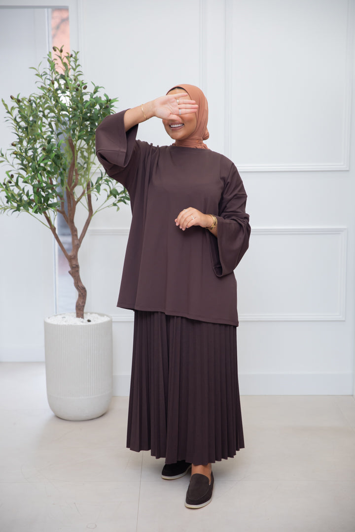 OVERSIZED COTTON TOP BROWN