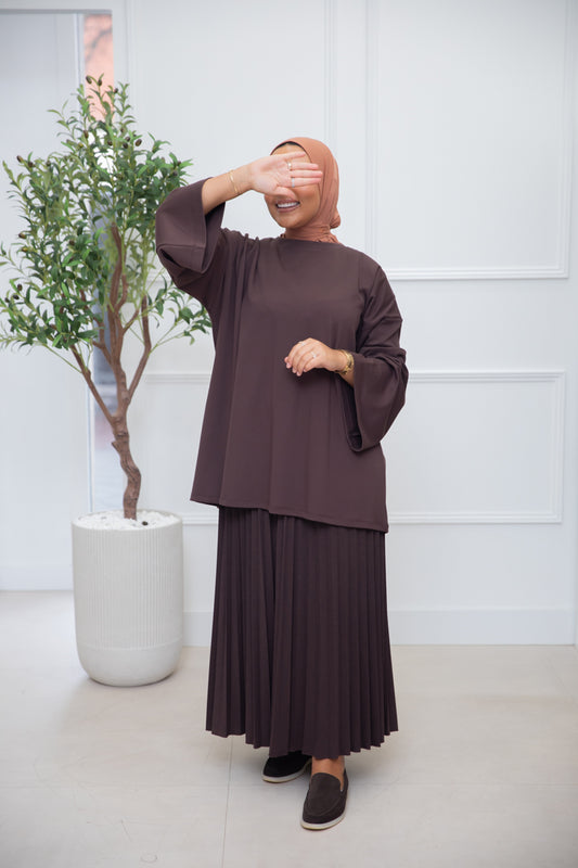 OVERSIZED COTTON TOP BROWN