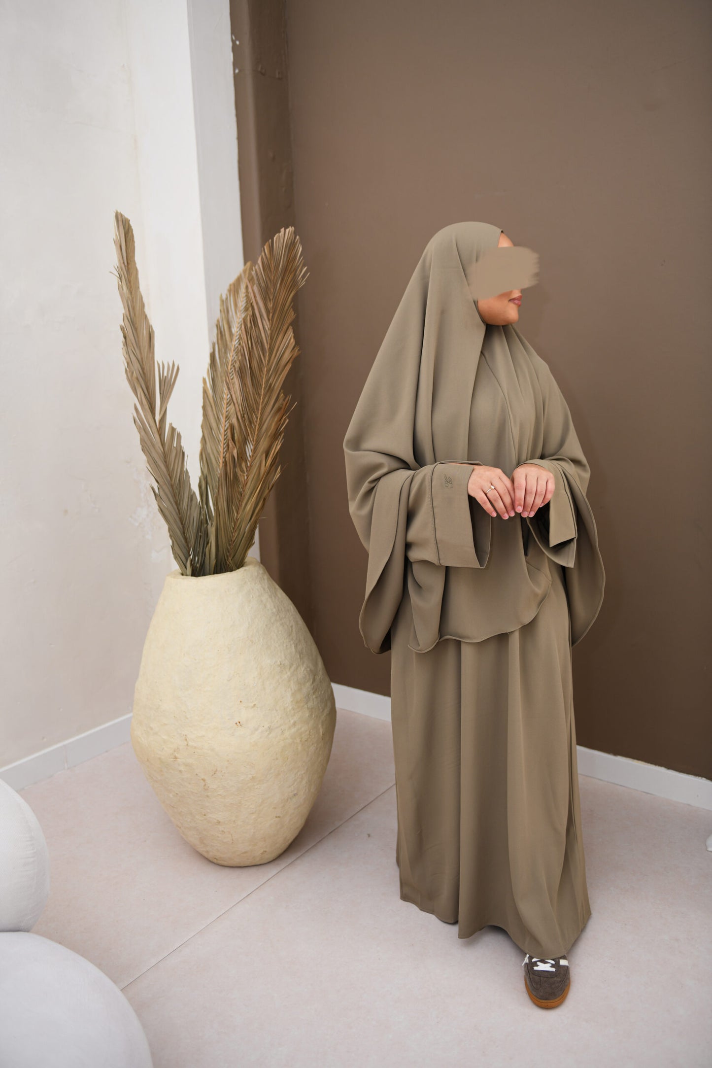 ABAYA SLEEVE SPLIT SET TAUPE