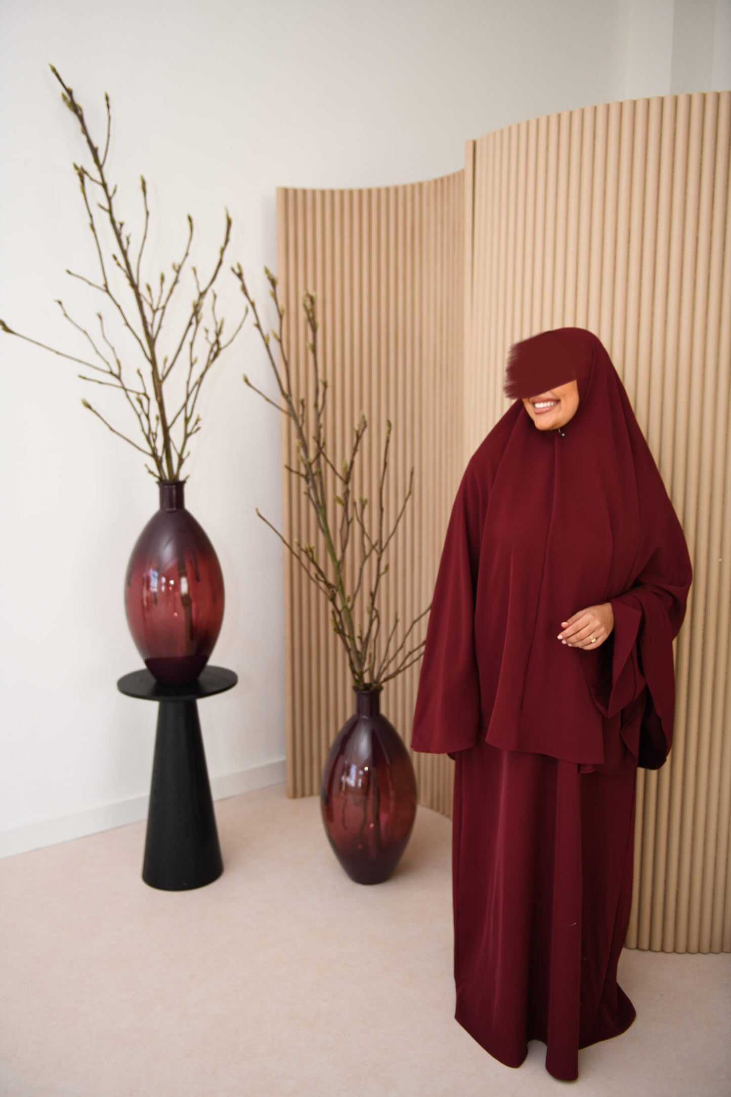 ABAYA SLEEVE SPLIT BURGUNDY