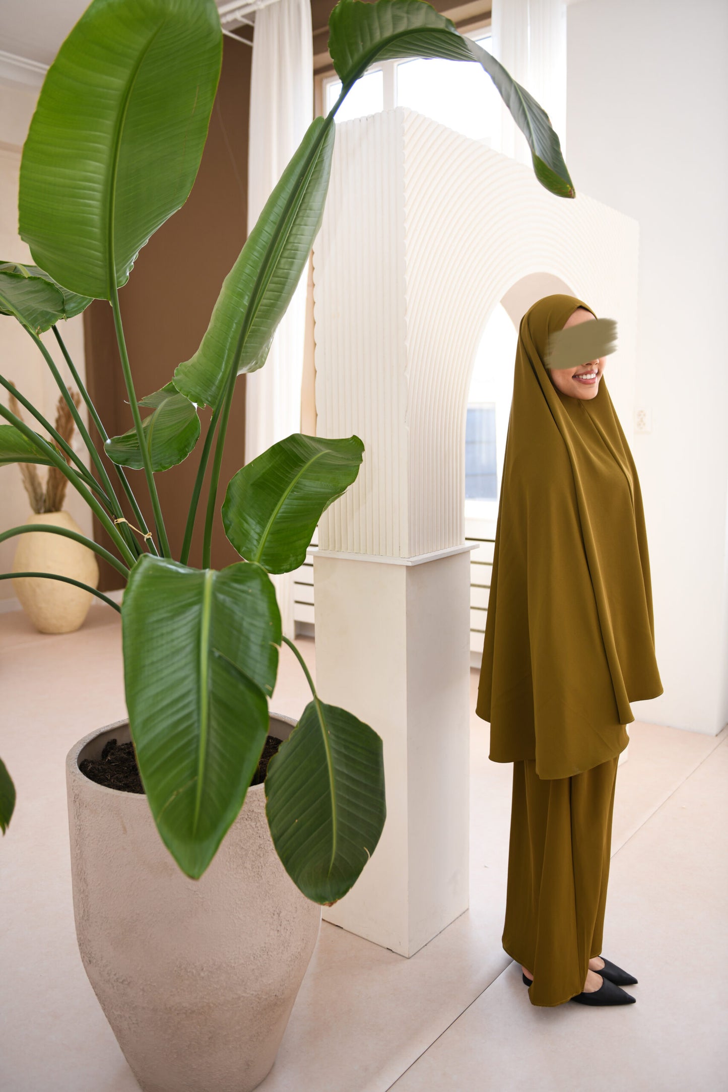 ABAYA SET SLEEVE SPLIT GREEN