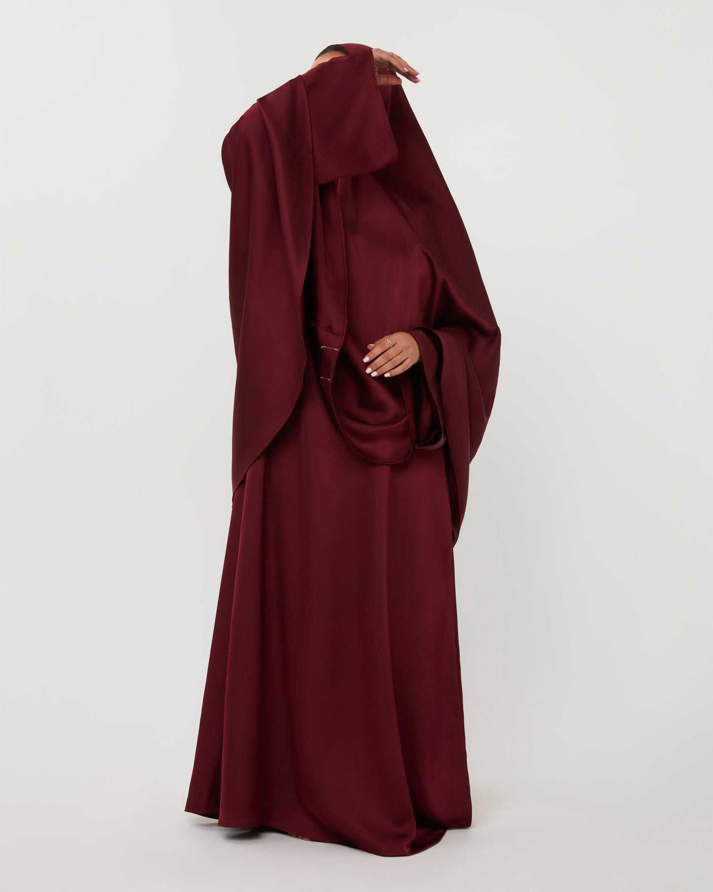 SATIN ABAYA GHIMAARSET CHERRY