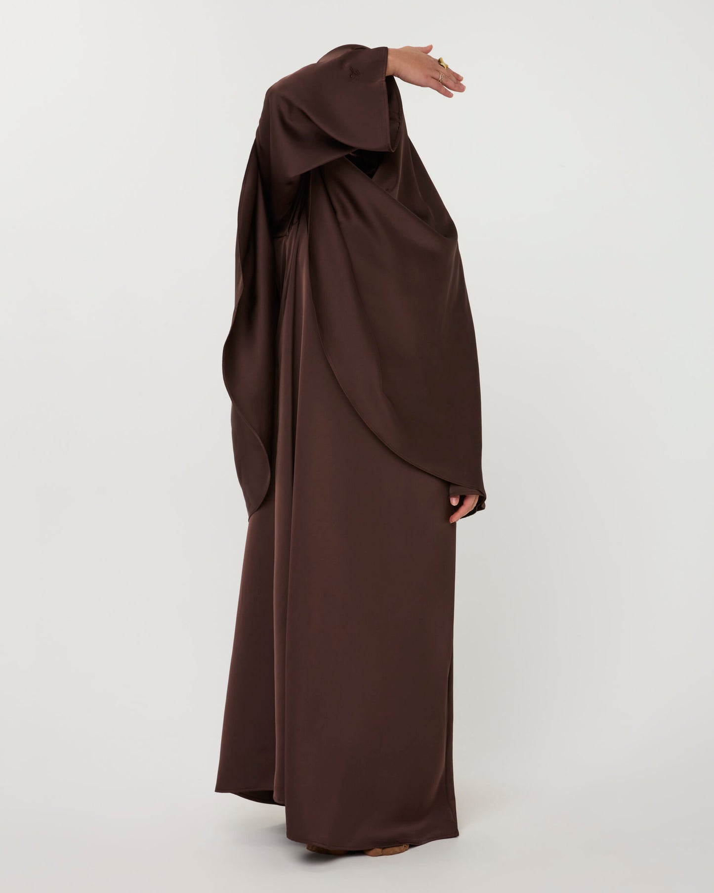SATIN ABAYA GHIMAARSET BROWN
