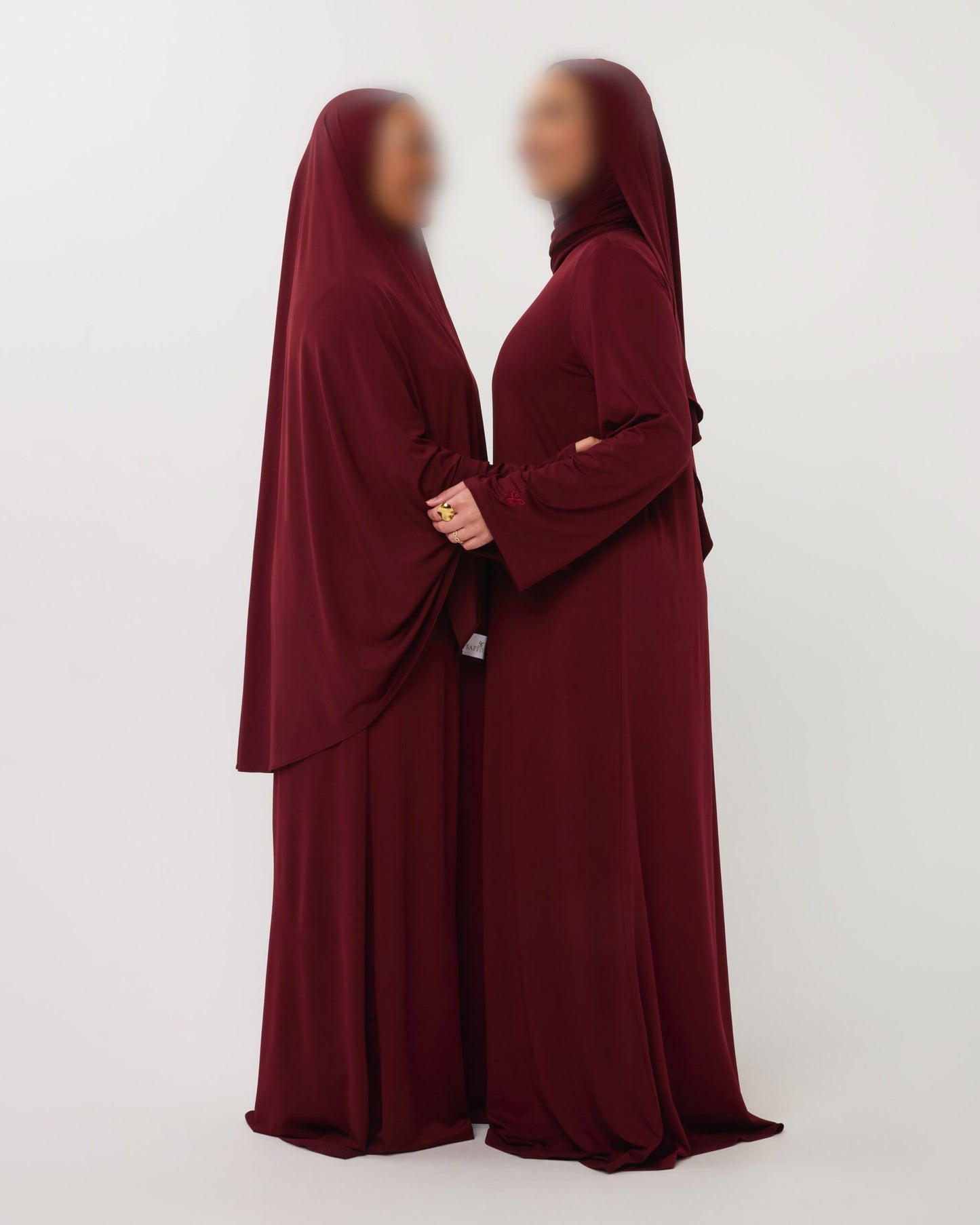 PREMIUM JERSEY ABAYA GHIMAAR SET BORDEAUX LONG